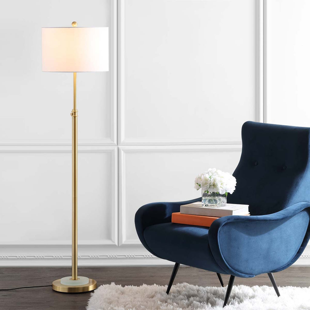 Safavieh Pierson Floor Lamp-Brass Gold/Frost White