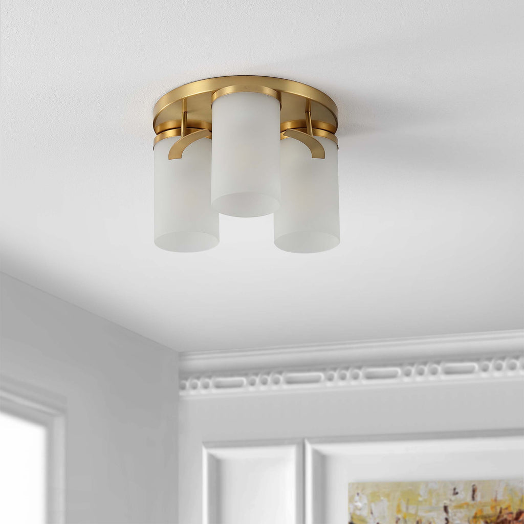 Safavieh Jeffra Flush Mount - Brass Gold/ Acid Glass