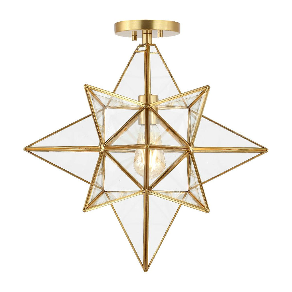 Safavieh Abrielle Flush Mount - Antique Brass/Clear Glass