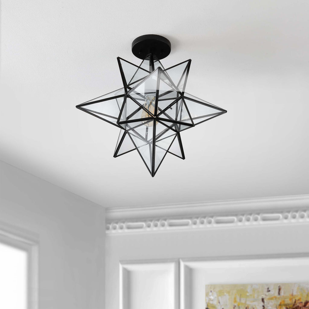 Safavieh Abrielle Flush Mount - Black/ Clear Mercury Glass