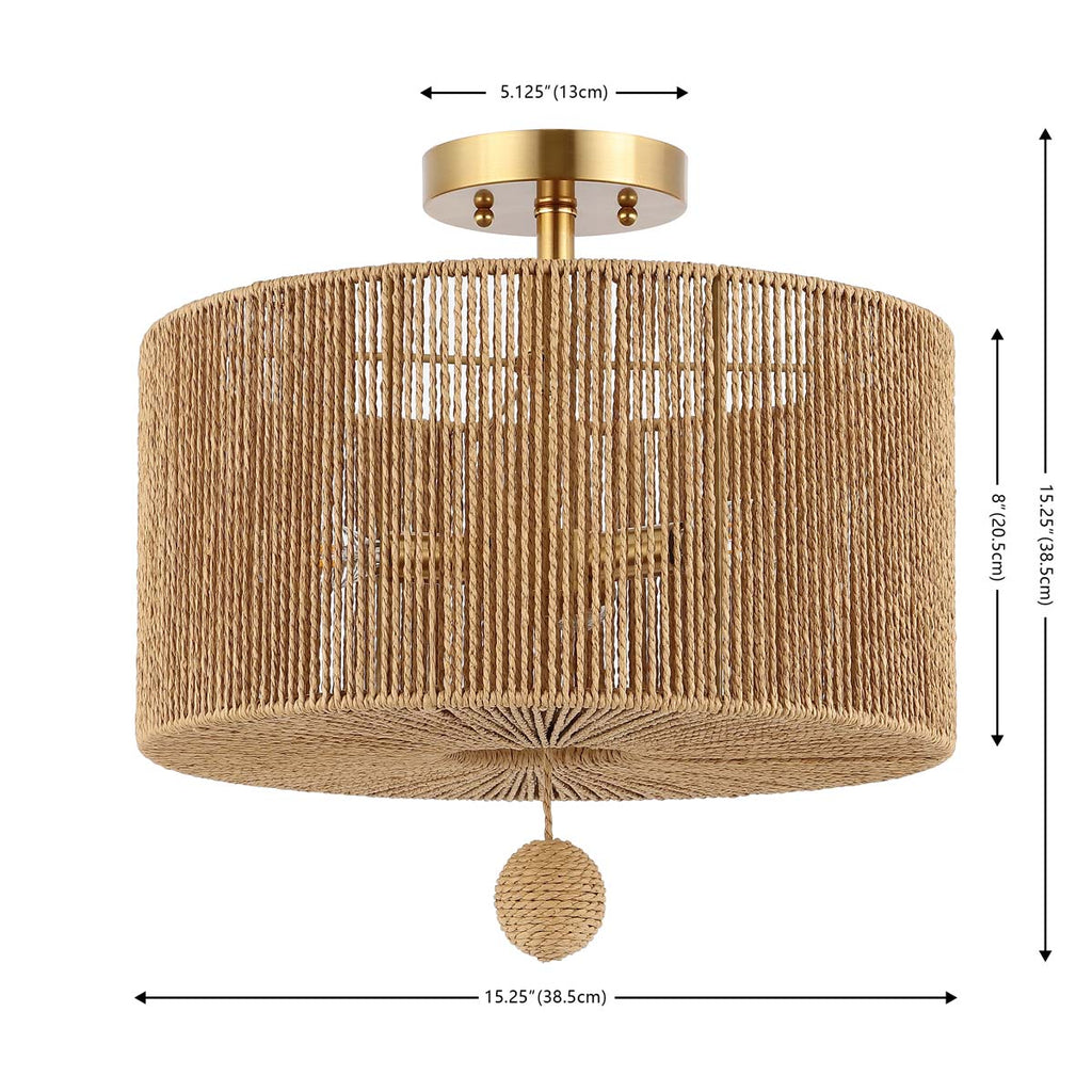 Safavieh Solmaz 3 Light Flush Mount - Natural / Gold