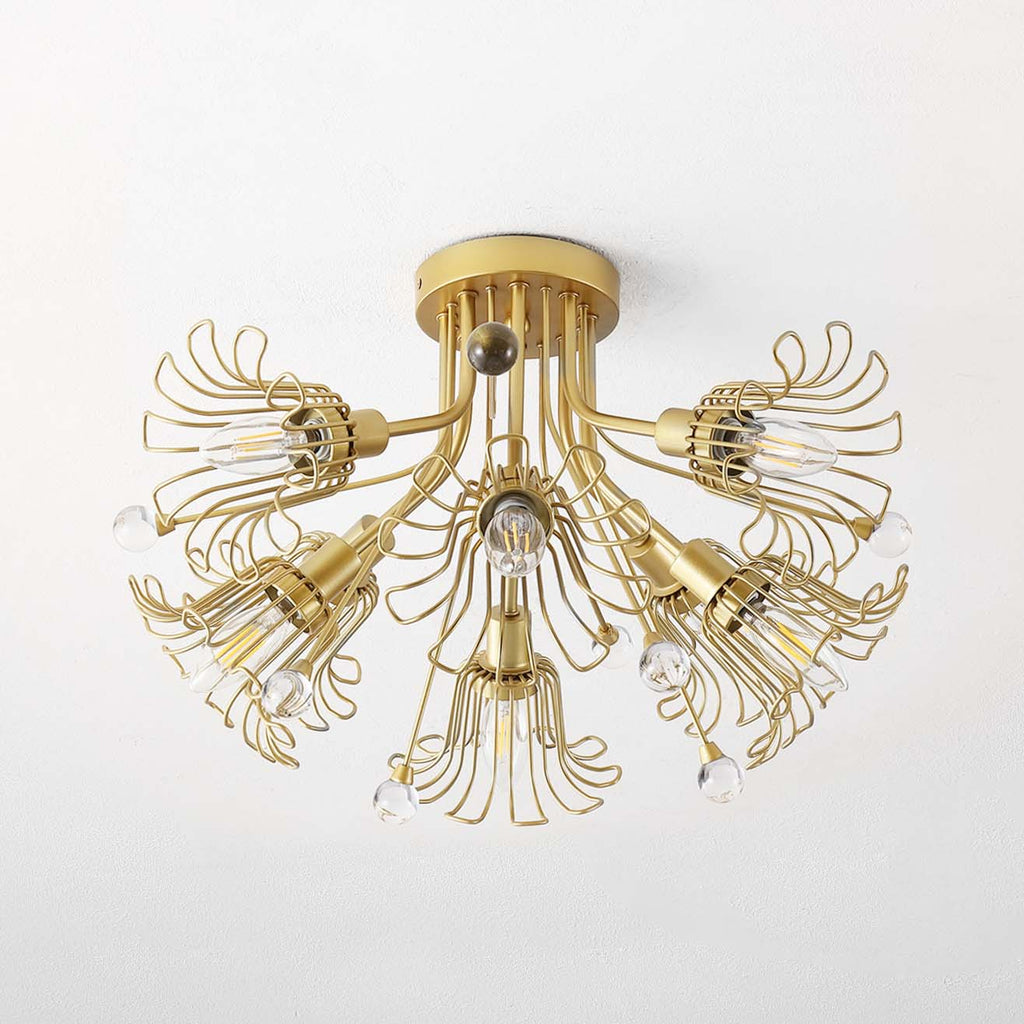 Safavieh Leandra, 7 Light, 19 Inch, Metal Flush Mount - Gold