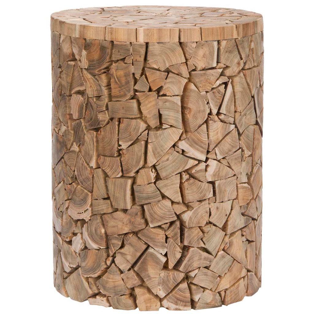 Safavieh Canyon Teak Round Stool - Medium Oak