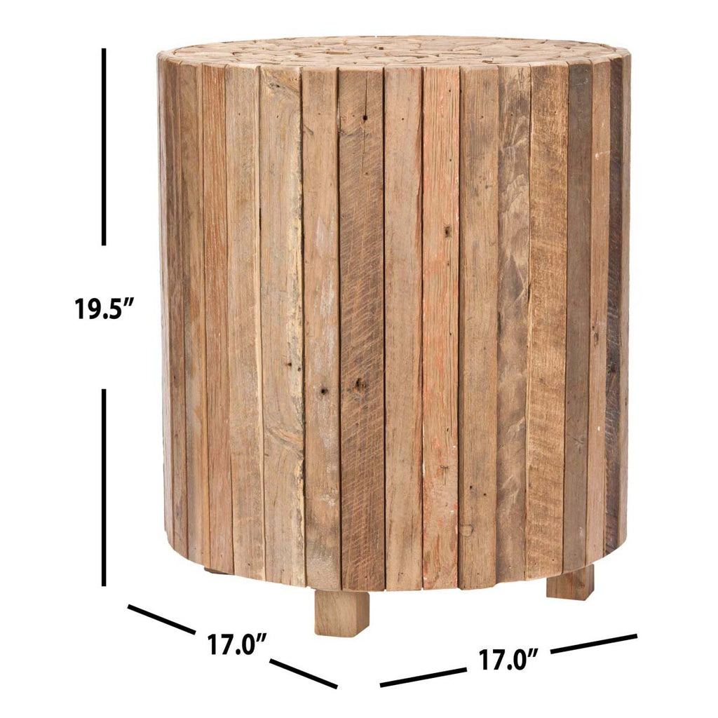 Safavieh Richmond Rustic Wood Block Round End Table - Medium Oak