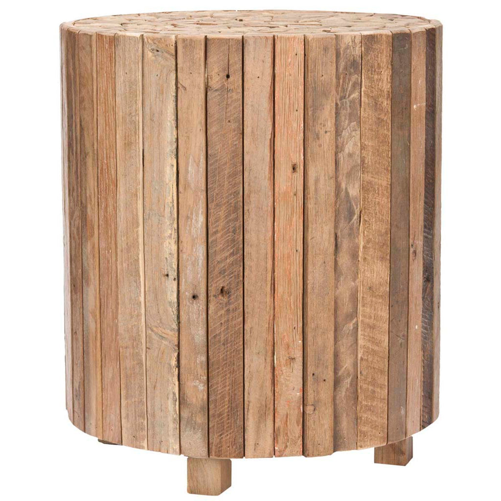 Safavieh Richmond Rustic Wood Block Round End Table - Medium Oak