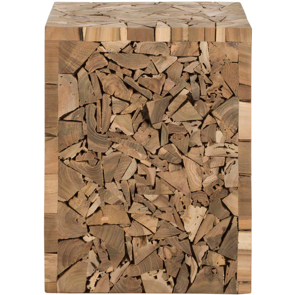 Safavieh Fdark Greyes Teak Square Stool - Medium Oak