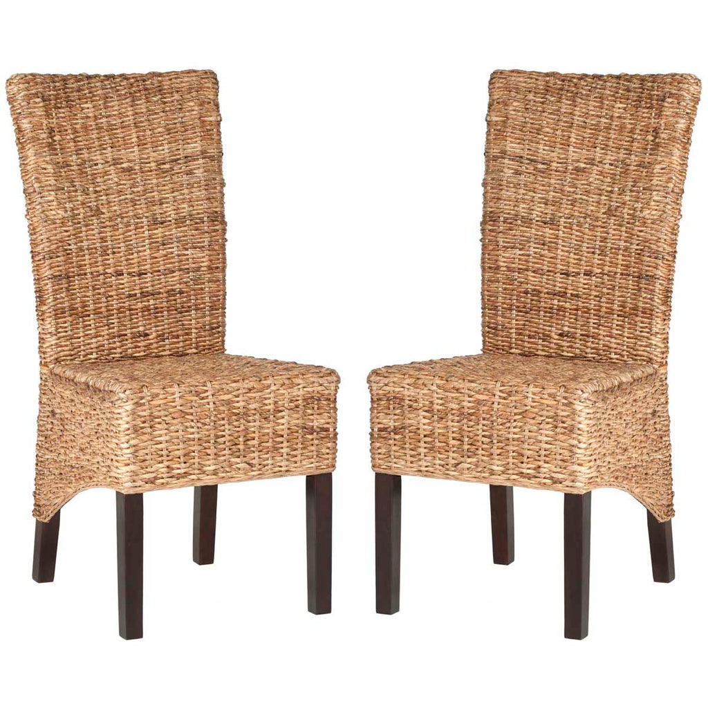 Safavieh Kiska 18''H Rattan Side Chair-Dark Brown (Set of 2)