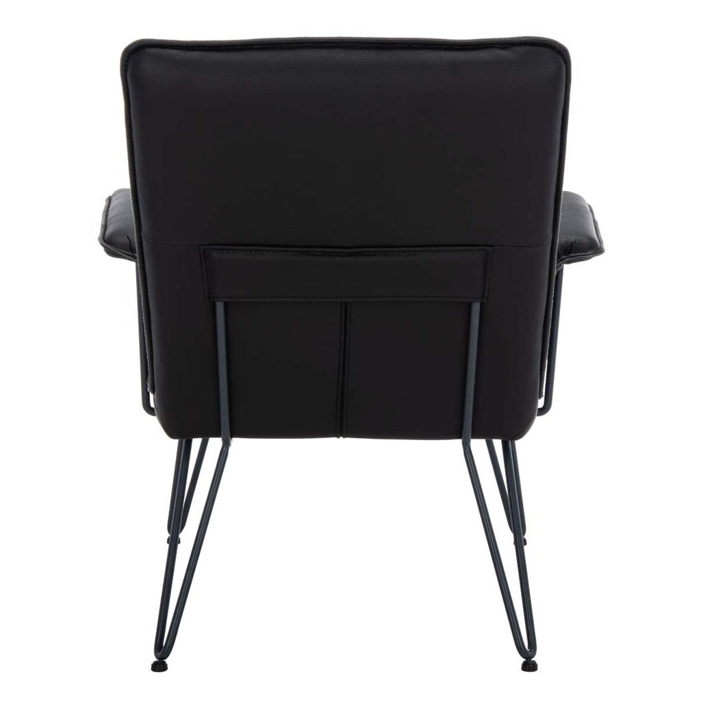 Safavieh Johannes 17.3H Mid Century Modern Leather Arm Chair - Black Pu