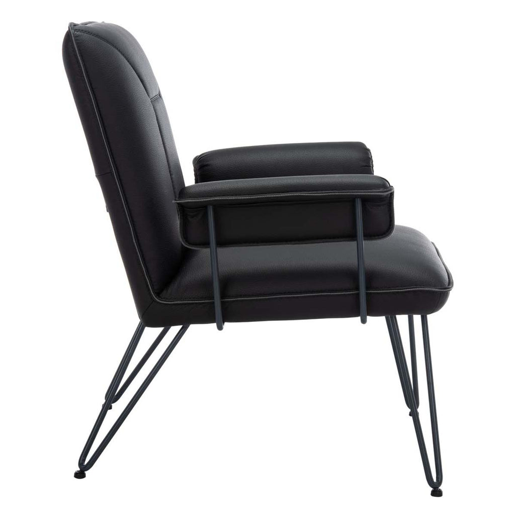 Safavieh Johannes 17.3H Mid Century Modern Leather Arm Chair - Black Pu