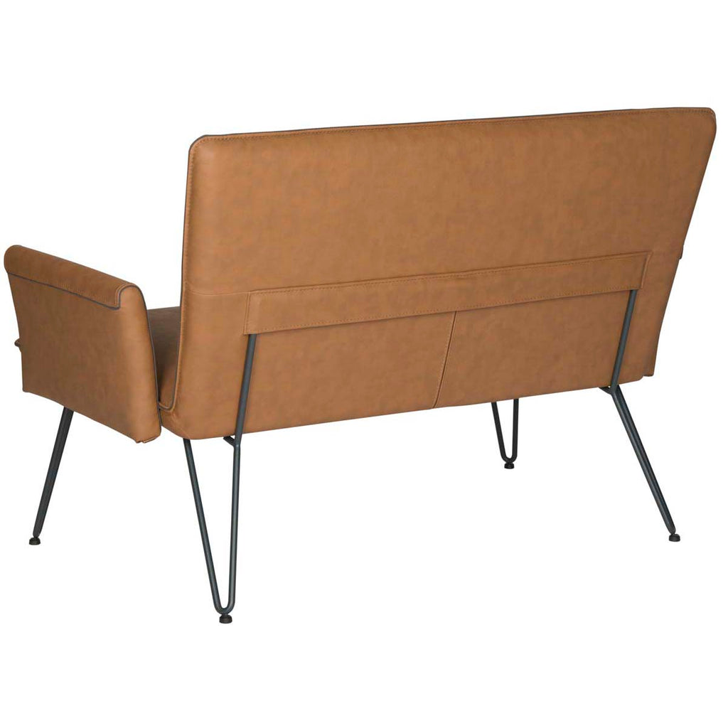 Safavieh Johannes Mid Century Modern Leather Settee - Camel