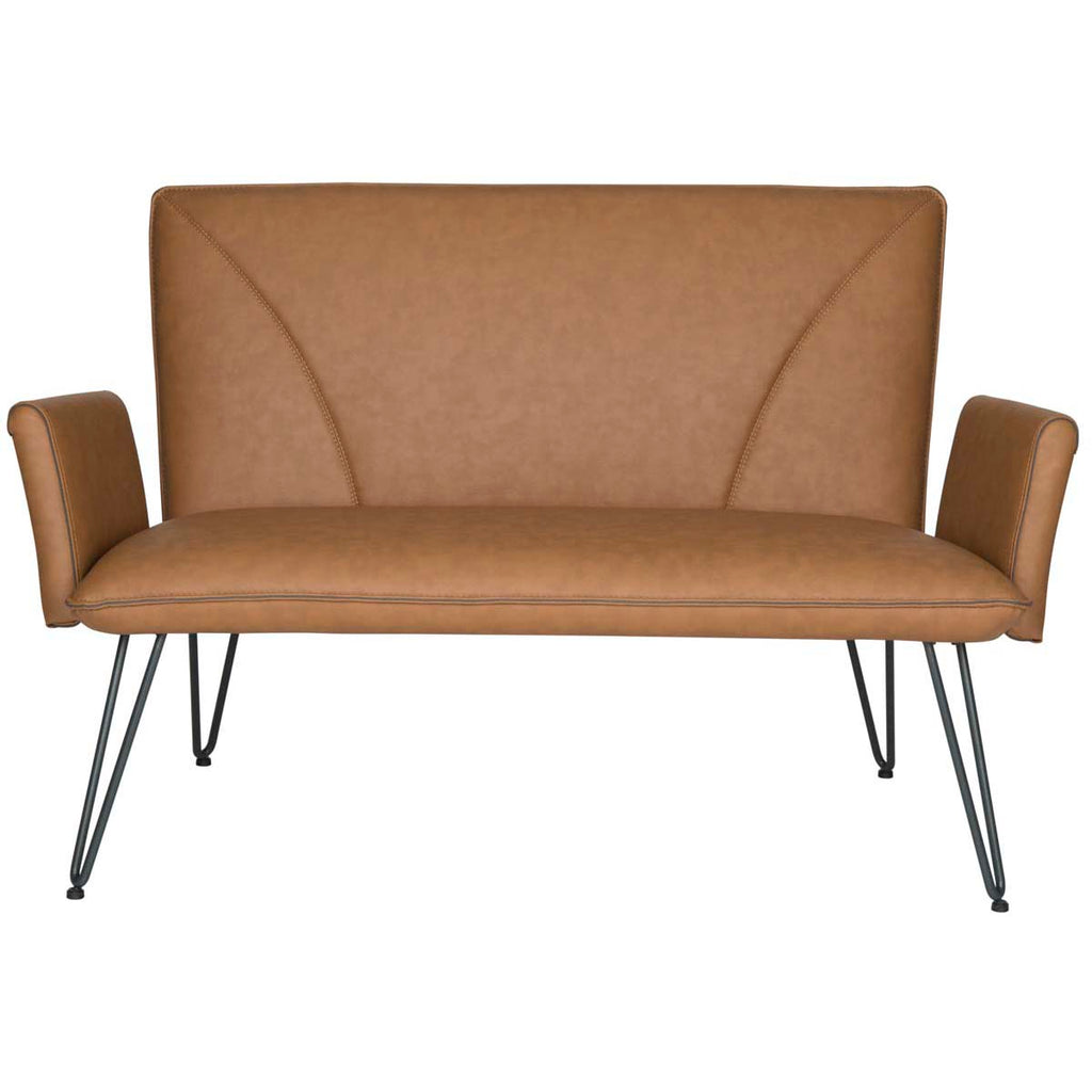 Safavieh Johannes Mid Century Modern Leather Settee - Camel