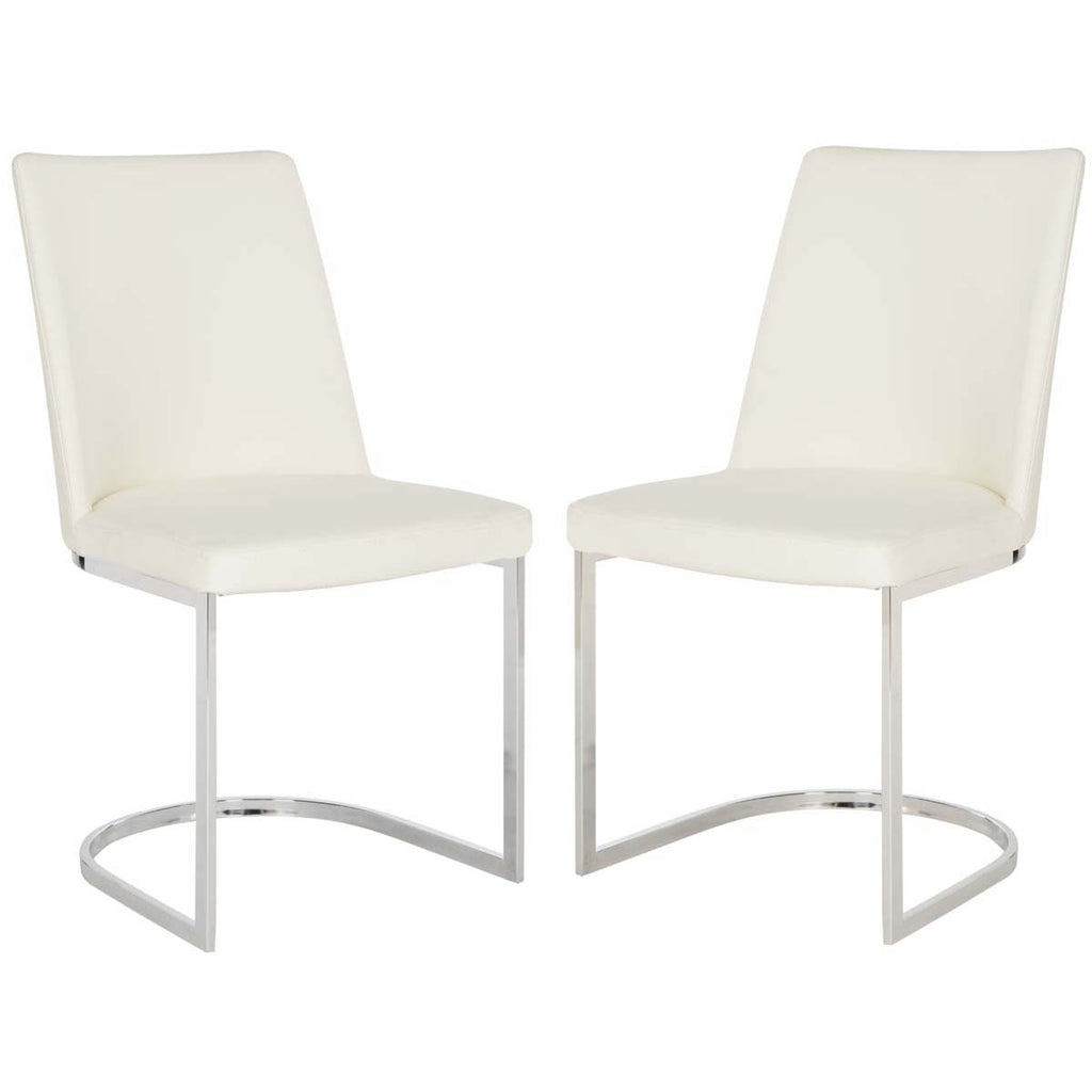 Safavieh Parkston 18''H Leather Side Chair-White (Set of 2)