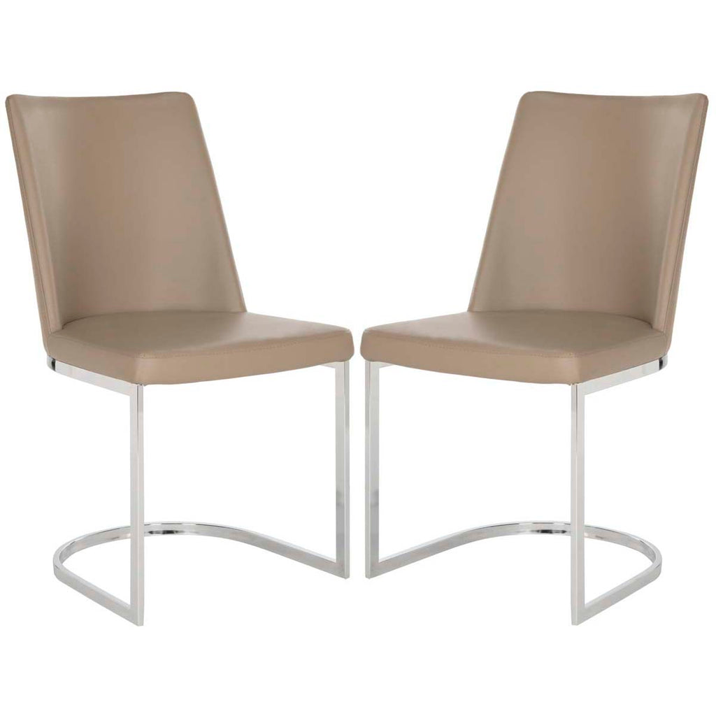 Safavieh Parkston 18''H Leather Side Chair-Taupe (Set of 2)