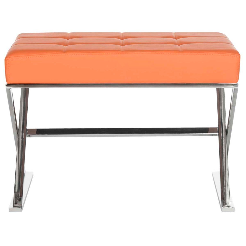 Safavieh Micha Ottoman - Orange/Chrome