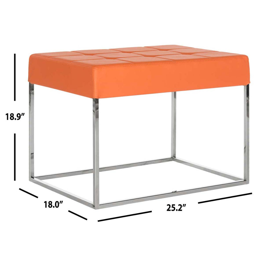 Safavieh Roitfeld Ottoman - Orange/Chrome