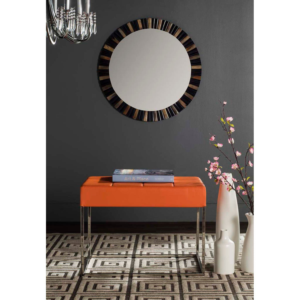 Safavieh Roitfeld Ottoman - Orange/Chrome