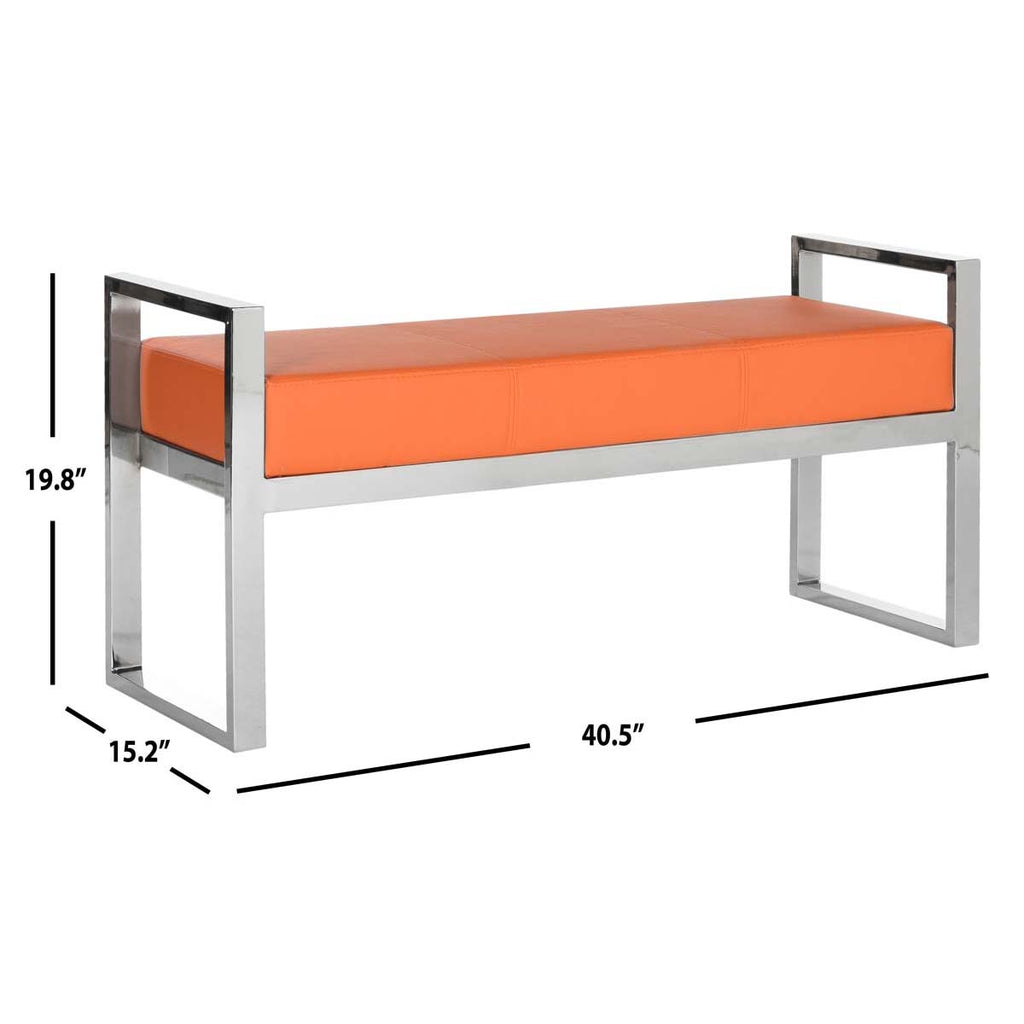 Safavieh Slade Bench - Orange/Chrome