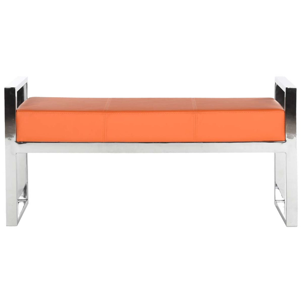 Safavieh Slade Bench - Orange/Chrome