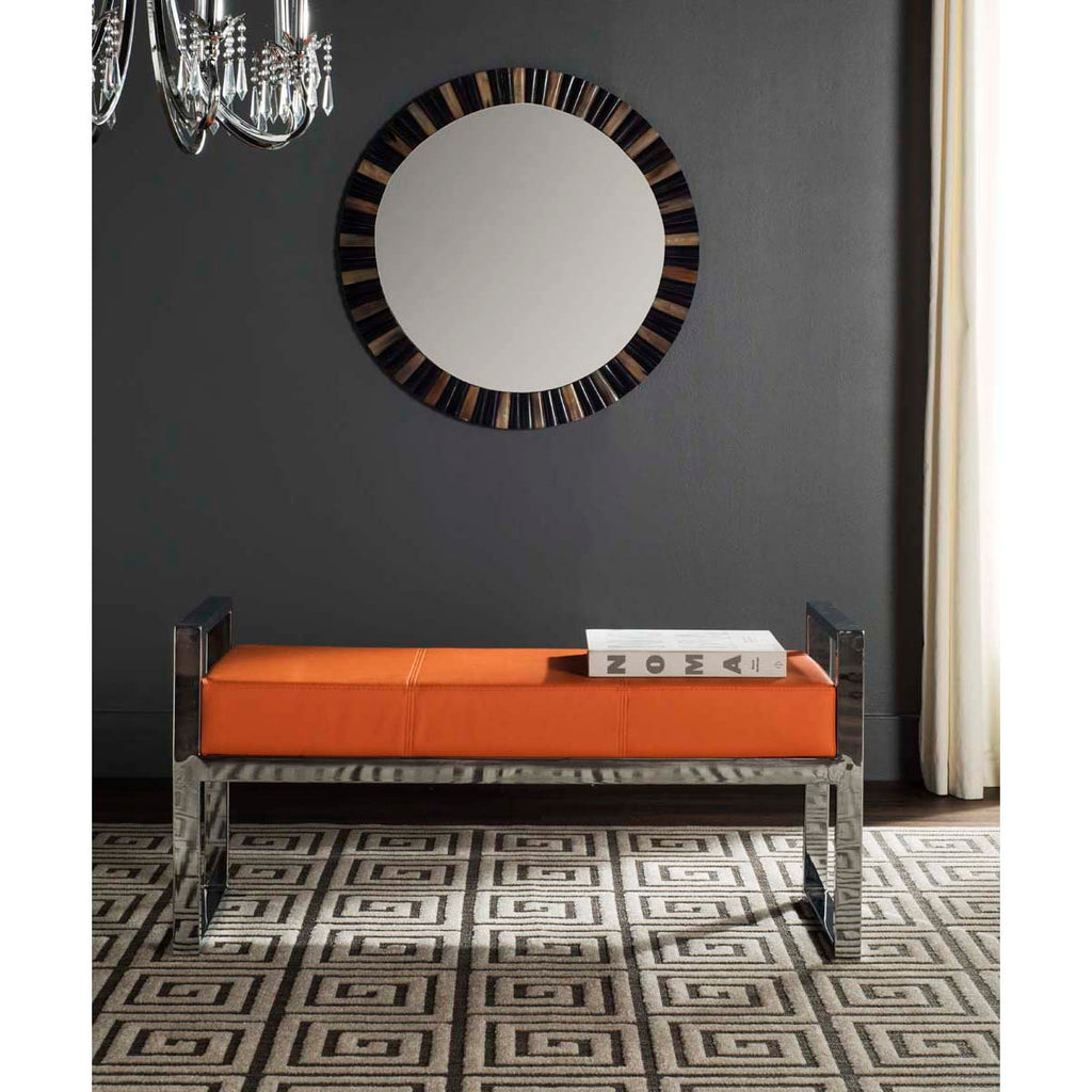 Safavieh Slade Bench - Orange/Chrome