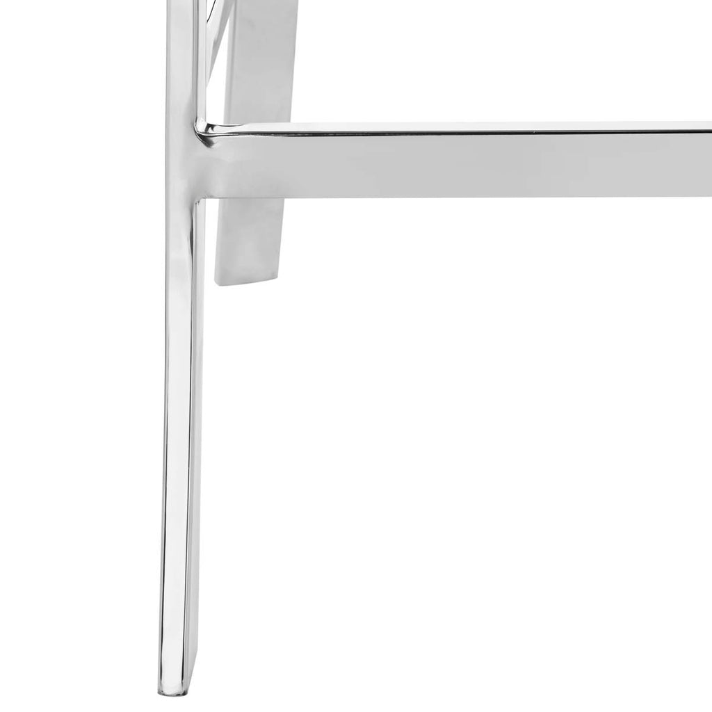 Safavieh Zoey 39''H Stainless Steel Cross Back Bar Stool - Chrome/White Pu