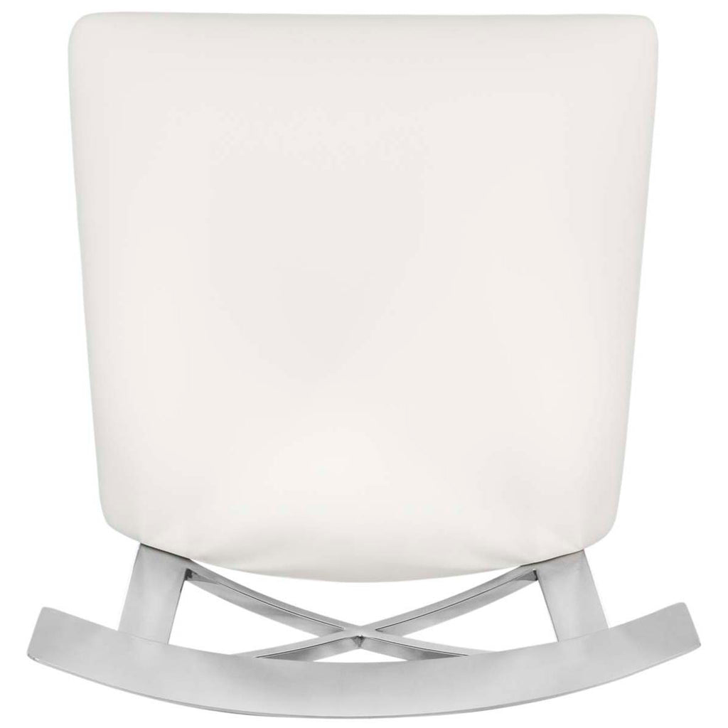 Safavieh Zoey 39''H Stainless Steel Cross Back Bar Stool - Chrome/White Pu