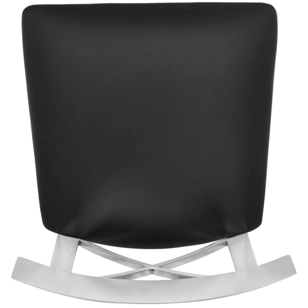 Safavieh Zoey 35''H Stainless Steel Cross Back Counter Stool - Chrome/Black Pu