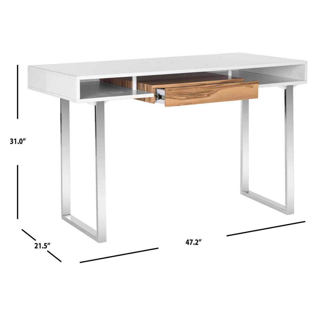 Safavieh Metropolitan Computer Desk - White/Chrome