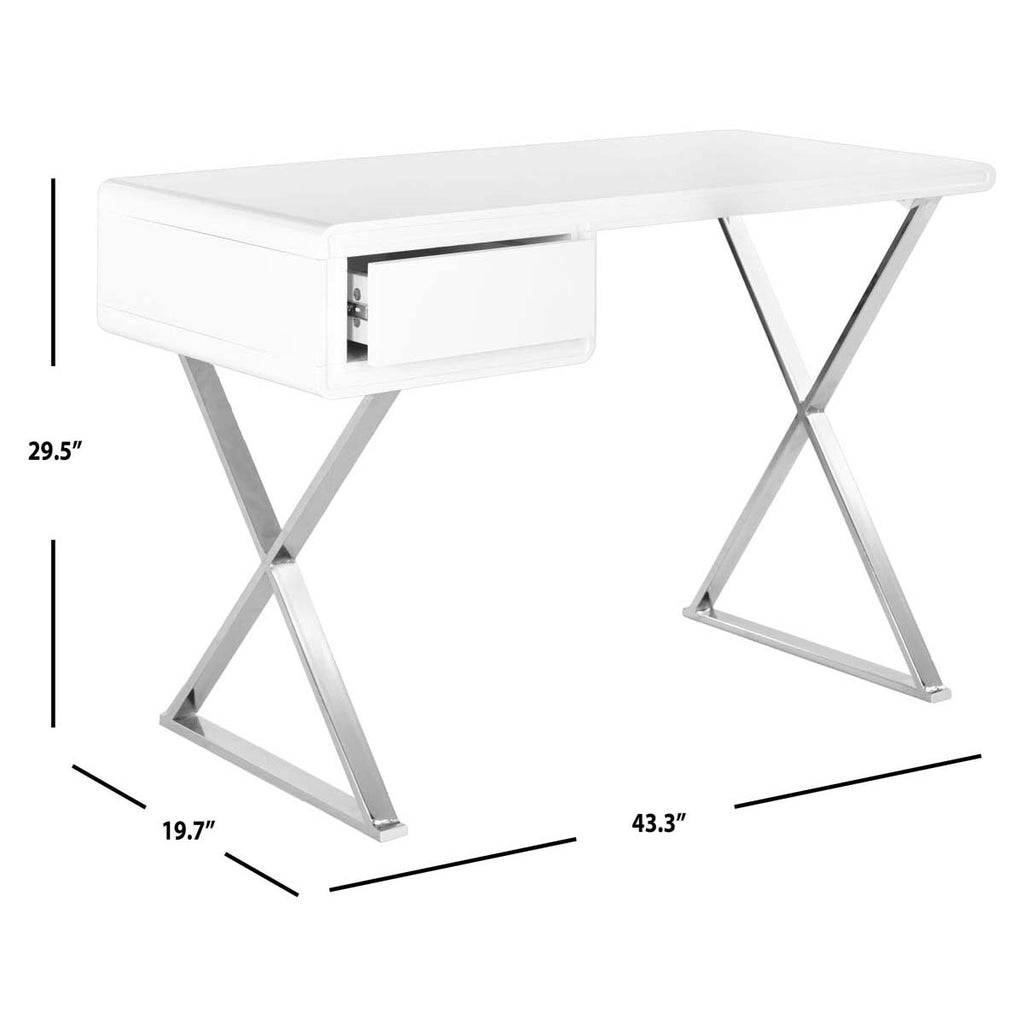 Safavieh Hanover Desk - White/Chrome