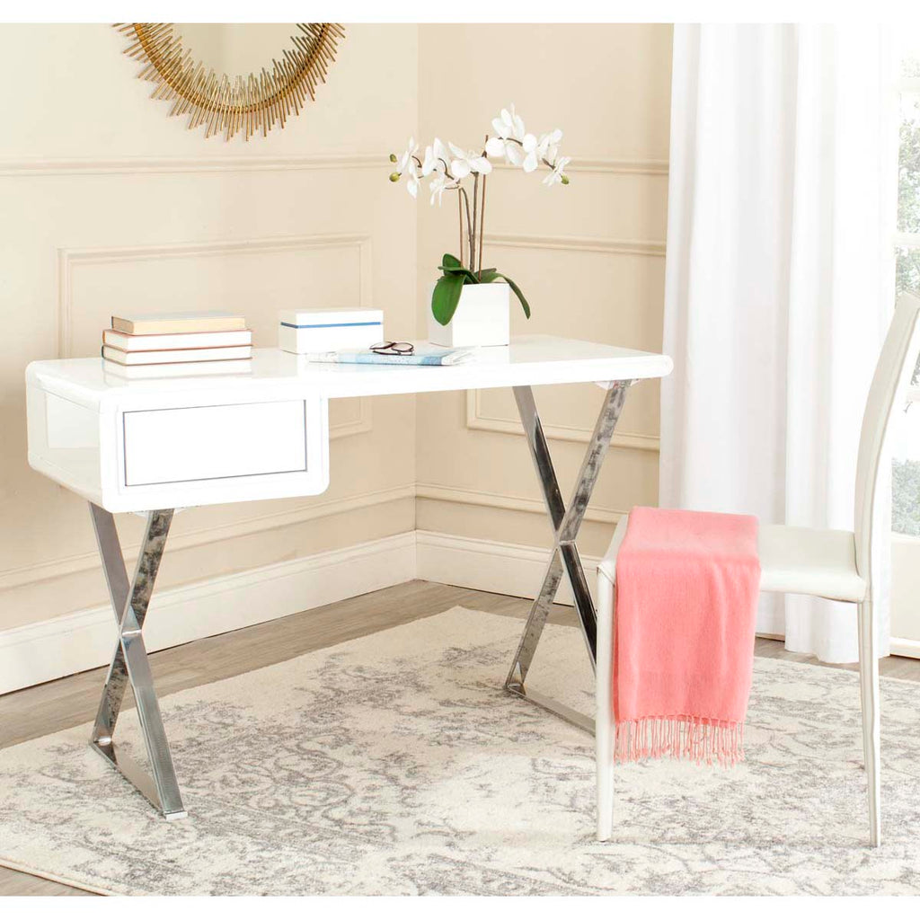 Safavieh Hanover Desk - White/Chrome