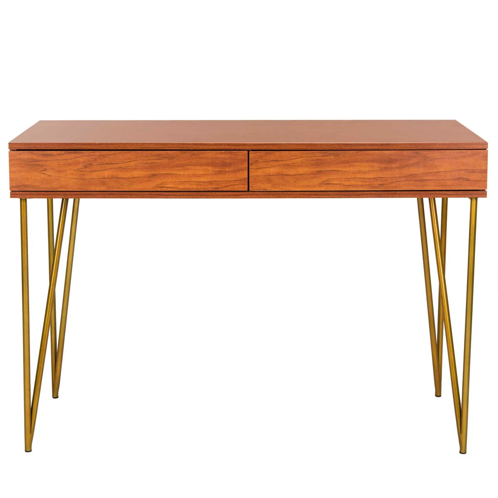 Safavieh Pine Two Drawer Desk - Natural/Gold