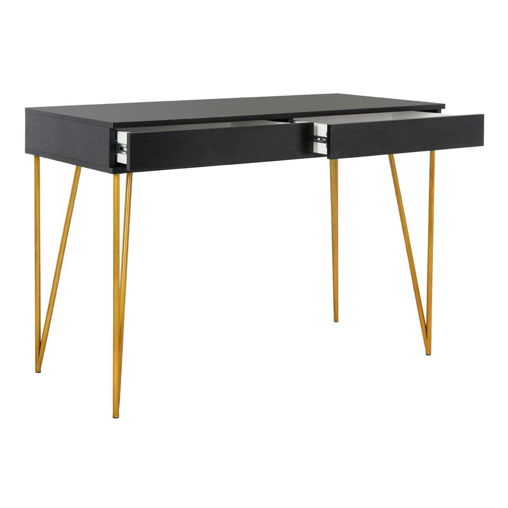 Safavieh Pine Two Drawer Desk - Black/Gold