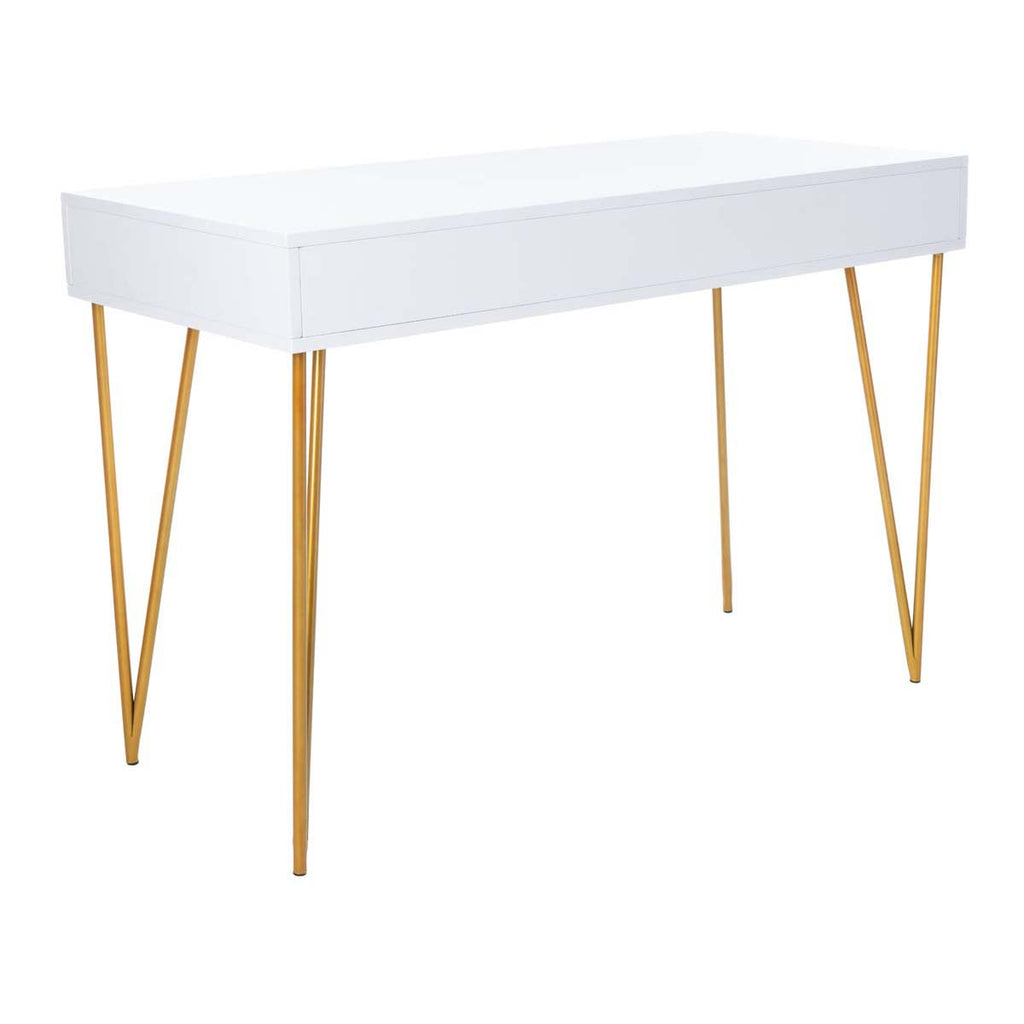 Safavieh Pine Two Drawer Desk - White/Gold