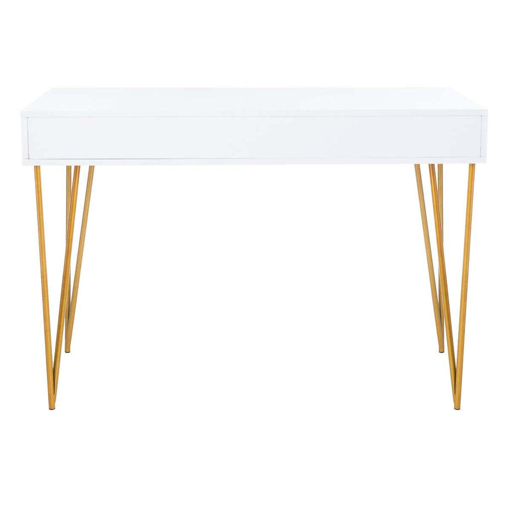 Safavieh Pine Two Drawer Desk - White/Gold