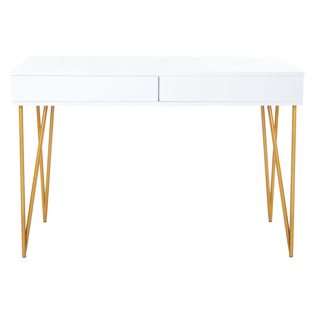 Safavieh Pine Two Drawer Desk - White/Gold