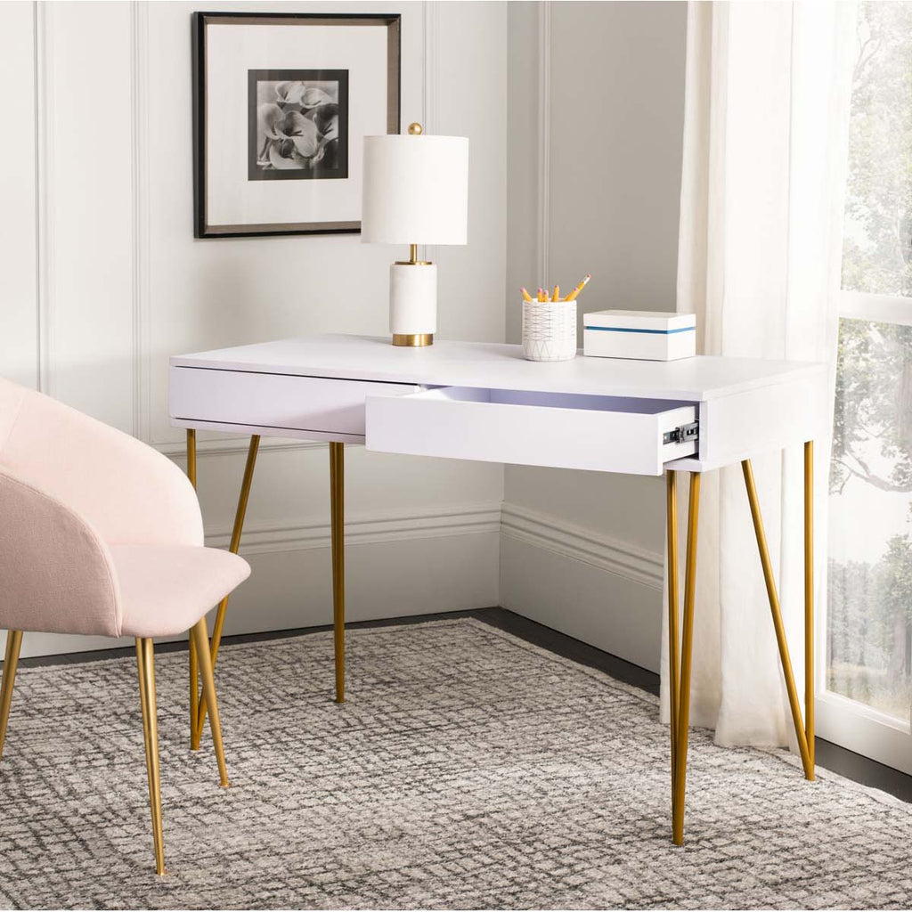 Safavieh Pine Two Drawer Desk - White/Gold