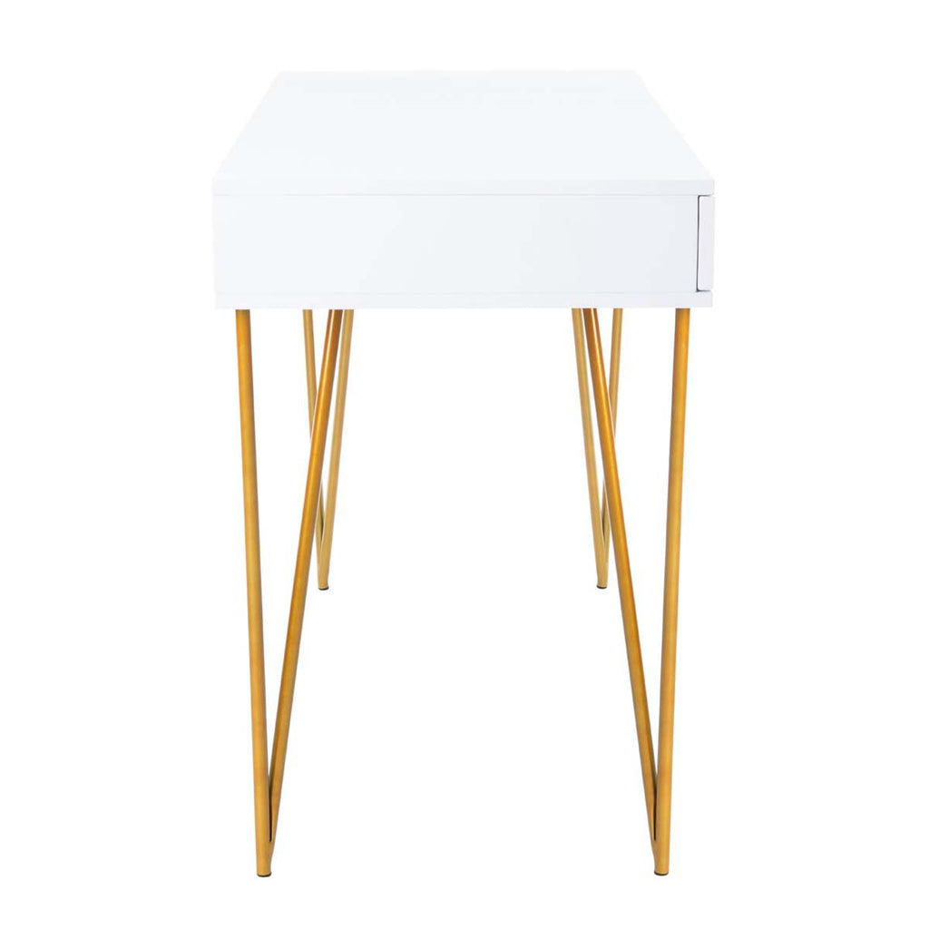 Safavieh Pine Two Drawer Desk - White/Gold