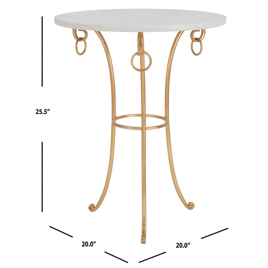 Safavieh Tamara Ringed Round Top Gold Accent Table - Gold/White