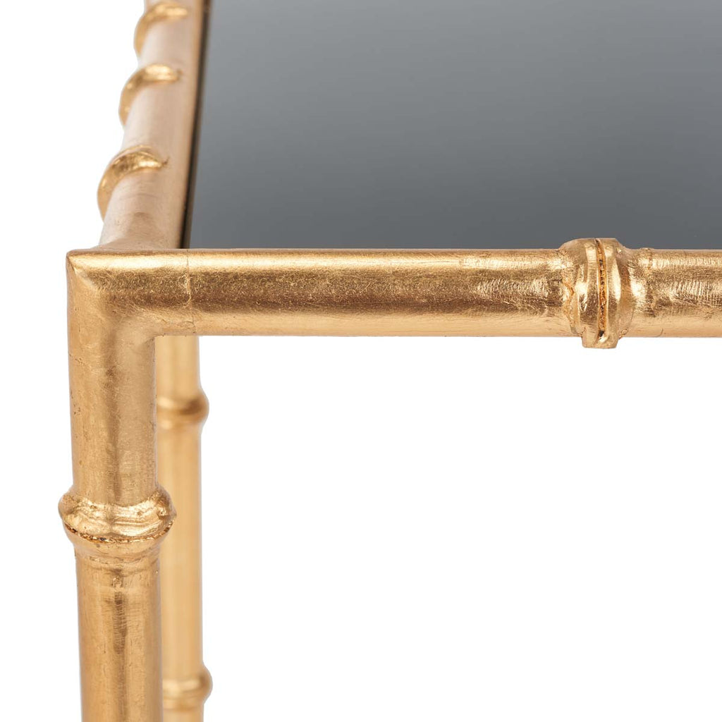 Safavieh Chandler Gold Cross Base Accent Table - Gold/Black Glass