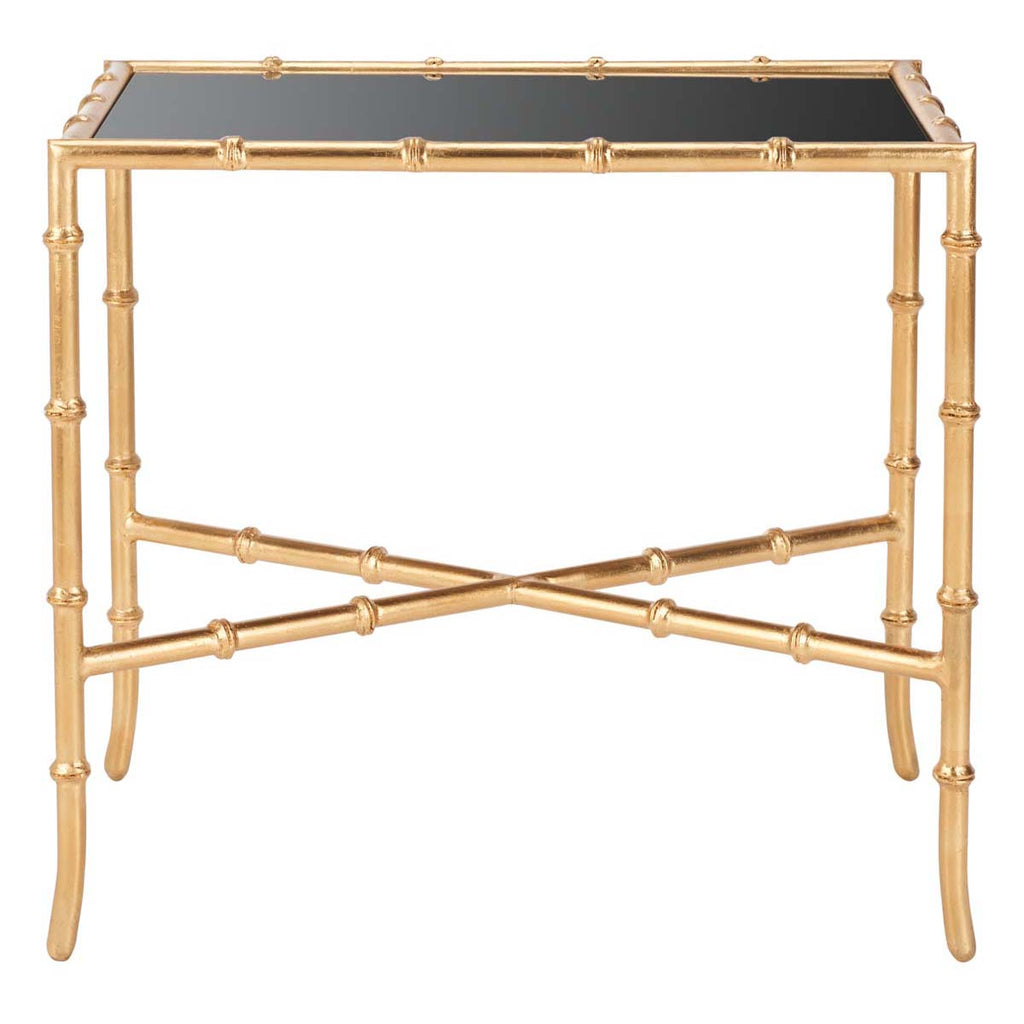 Safavieh Chandler Gold Cross Base Accent Table - Gold/Black Glass