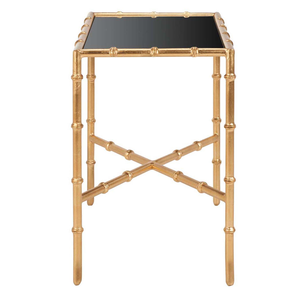 Safavieh Chandler Gold Cross Base Accent Table - Gold/Black Glass