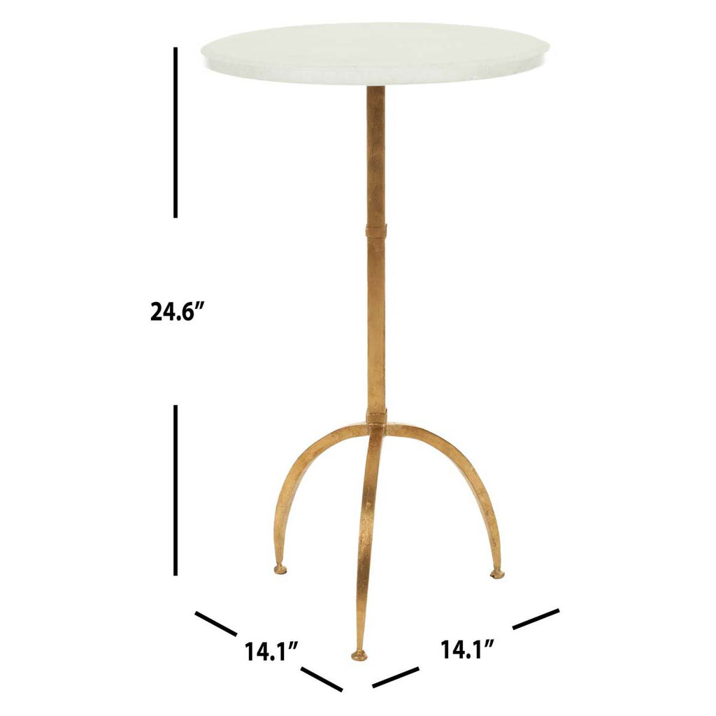 Safavieh Myrna Round Top Gold Leaf Accent Table - Gold/White Granite