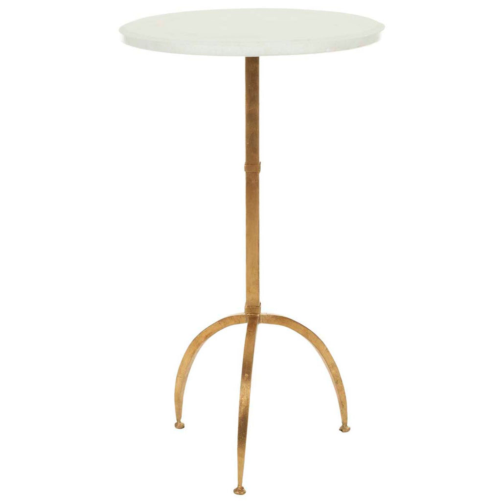 Safavieh Myrna Round Top Gold Leaf Accent Table - Gold/White Granite