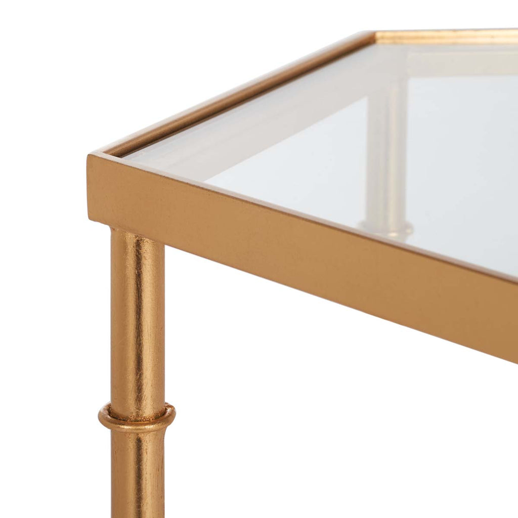 Safavieh Kerri Gold Leaf Mirror Top Accent Table - Gold/Clear Glass