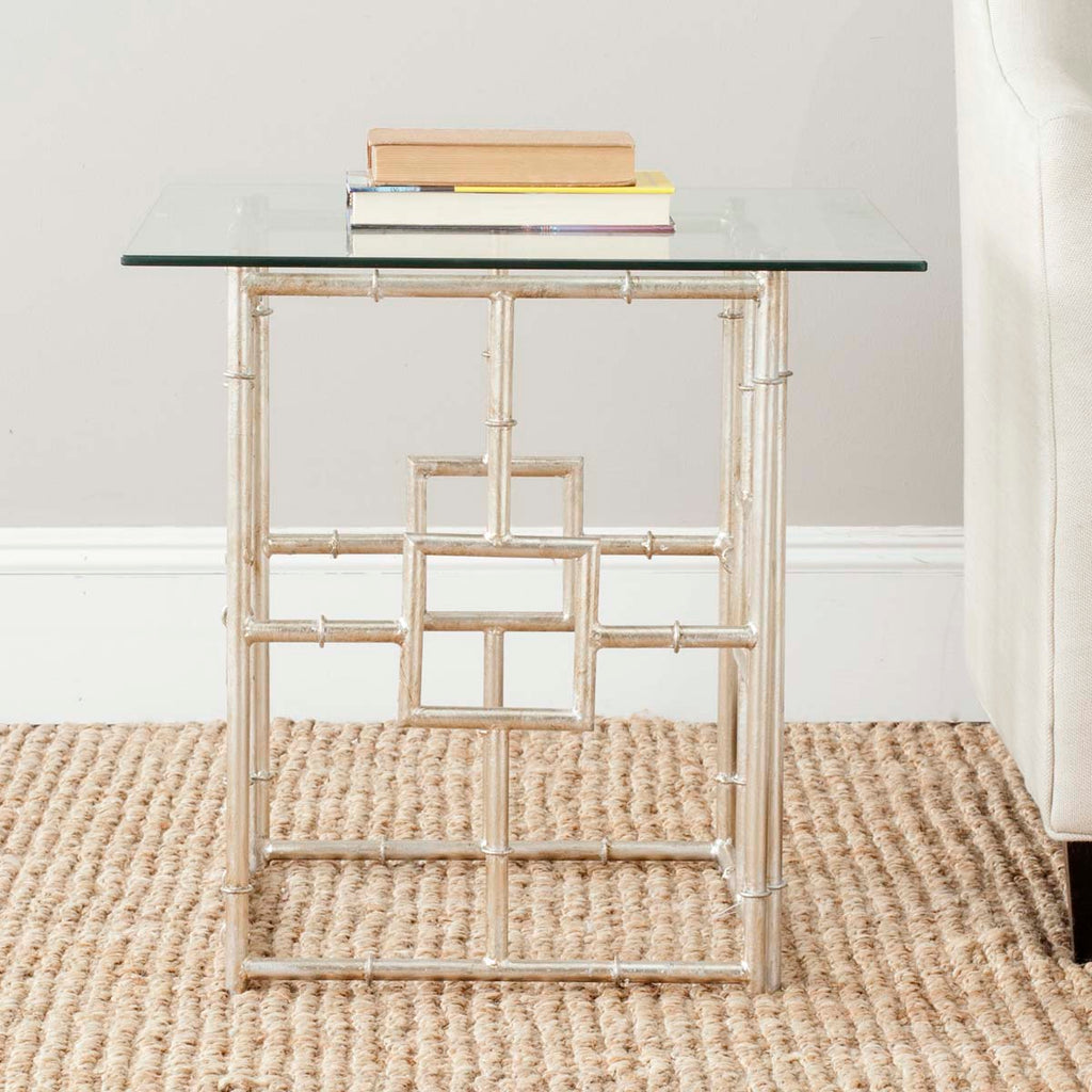 Safavieh Dermot Glass Top Accent Table - Silver/Clear Glass