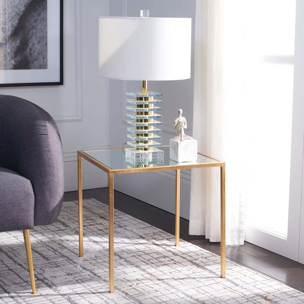 Safavieh Kiley Gold Leaf Mirror Top Accent Table - Gold/Mirror