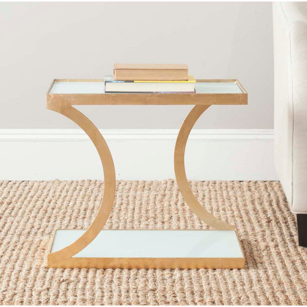 Safavieh Sullivan Gold Leaf Accent Table - Gold/White Glass