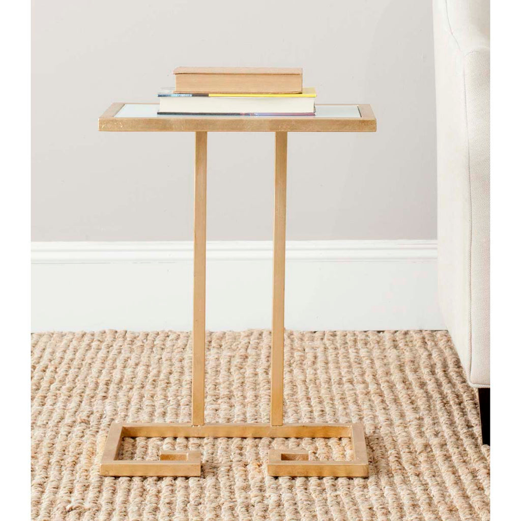 Safavieh Murphy Gold Leaf Accent Table - Gold/White Glass