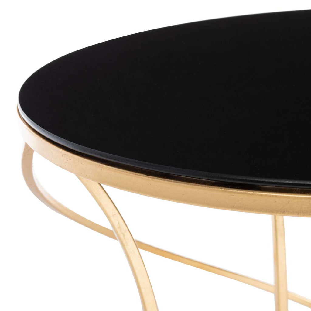 Safavieh Cagney Glass Top Round Accent Table - Gold/Black Glass