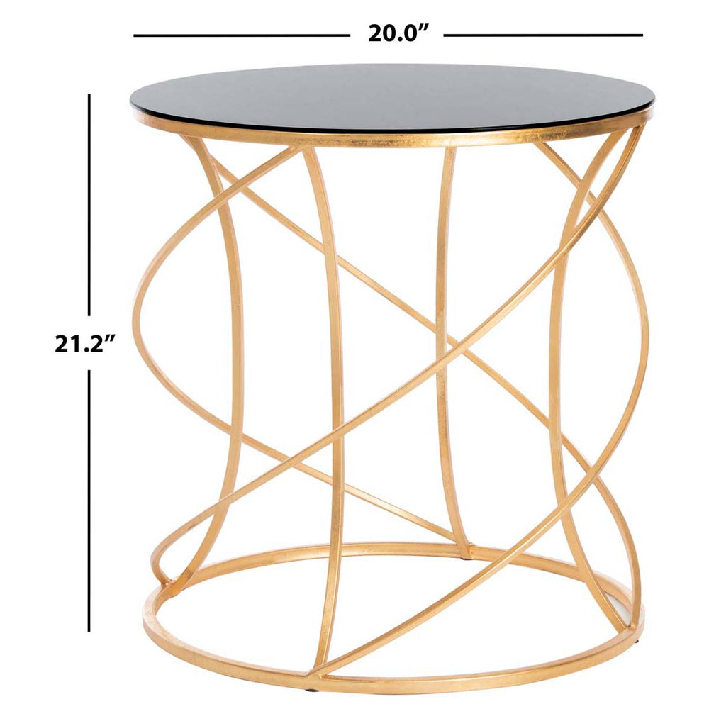 Safavieh Cagney Glass Top Round Accent Table - Gold/Black Glass