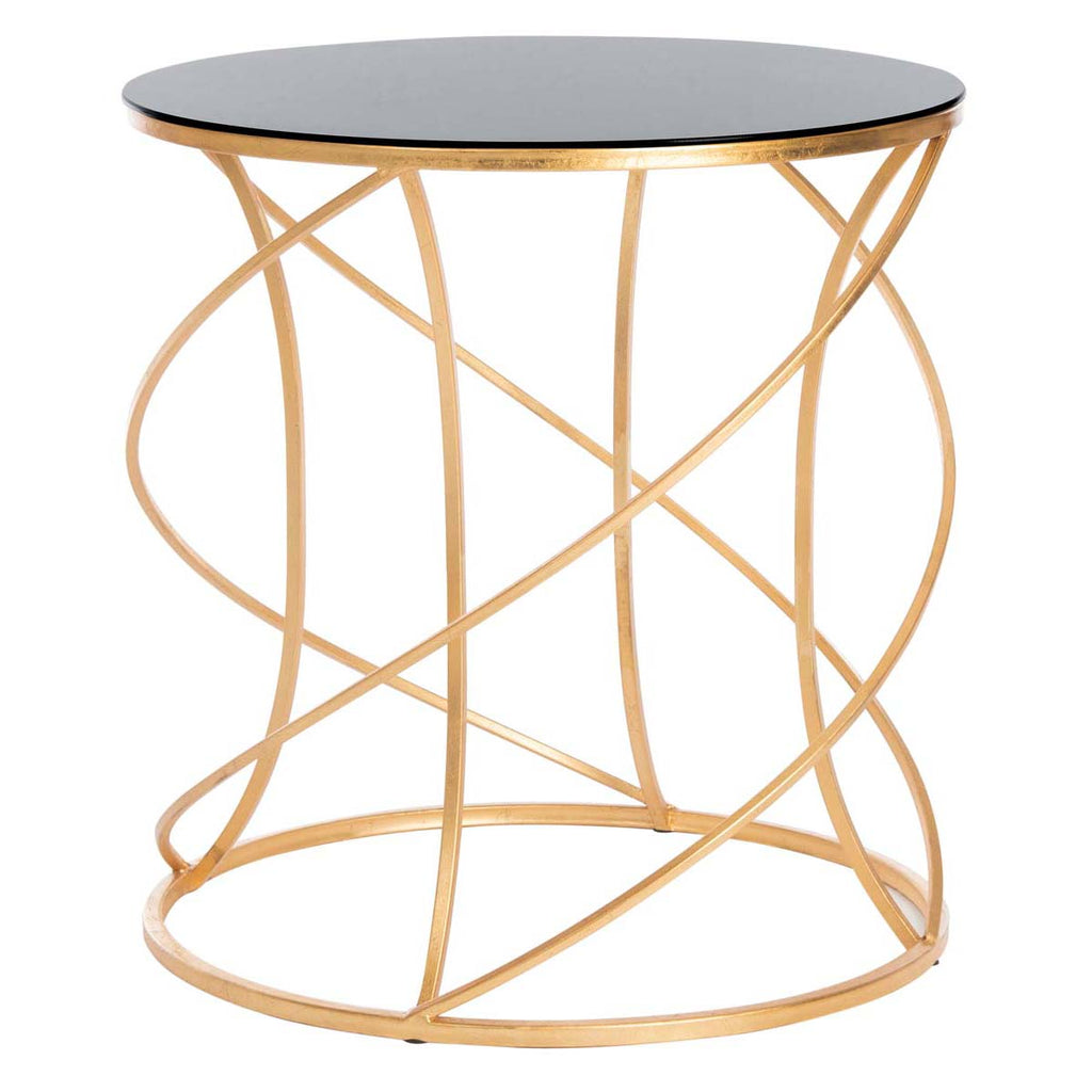 Safavieh Cagney Glass Top Round Accent Table - Gold/Black Glass